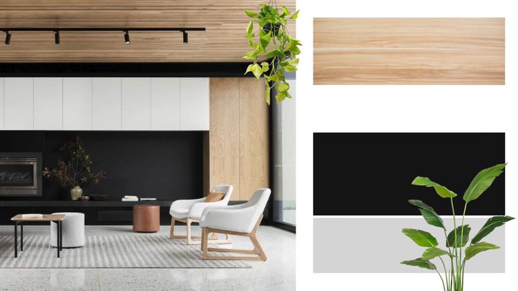 Темно-сірий колір дерево зелень та натуральна тканина